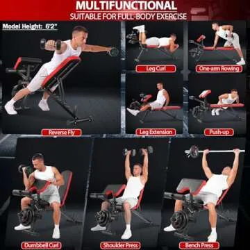 OPPSDECOR Adjustable Weight Bench with Leg Extension and Leg Curl, 800 LBS Heavy Duty Workout Bench for Home Gym, Preacher Curl Bench with Wheels, Flat Incline Decline Sit Up Bench, Exercise Bench for Full Body Workout