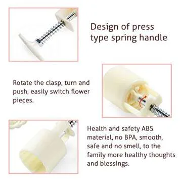 Mooncake Press Molds,Mid Autumn Festival Mooncake Mold Set 50g Flower Moon Cake Mold with 6Pcs Stamps (White)