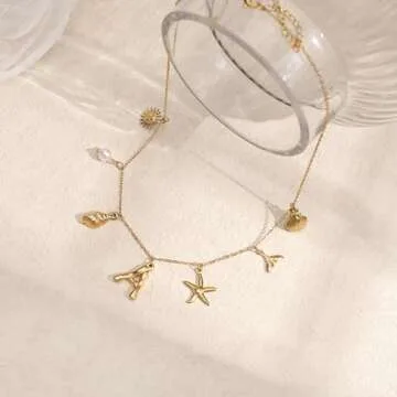 Ewrkbr Charm Initial Necklace - Gold Beach Jewelry