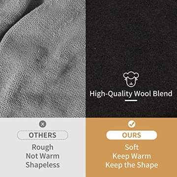 Men's Black Newsboy Cap - POUDAY Flat Winter Hat