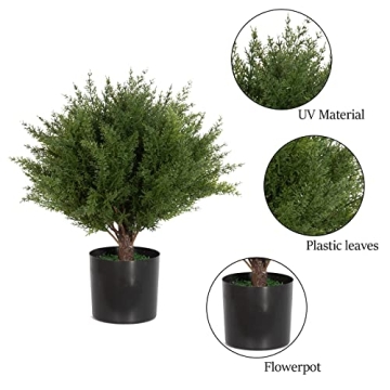 Weitaisi 17" Artificial Cedar Topiary - UV-Proof Outdoor Shrub