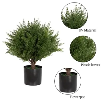 Weitaisi 17" Artificial Cedar Topiary - UV-Proof Outdoor Shrub