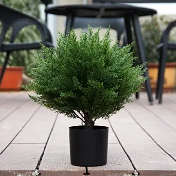 Weitaisi 17" Artificial Cedar Topiary - UV-Proof Outdoor Shrub