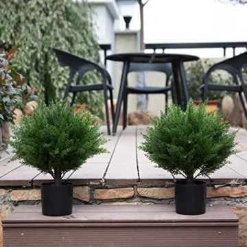 Weitaisi 17" Artificial Cedar Topiary - UV-Proof Outdoor Shrub