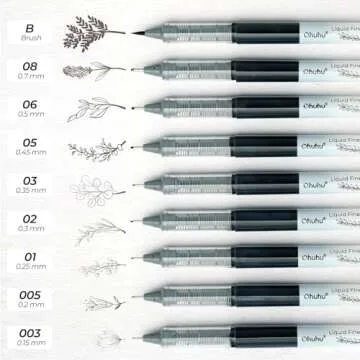 Ohuhu Liquid Fineliner Drawing Pens: 9 Sizes Micro Pens Drawing Pens Pigment Black Ink Water-proof Alcohol-proof Assorted Point Tips Smooth Writing Sketching Journaling Anime Artist Beginners - Kohala