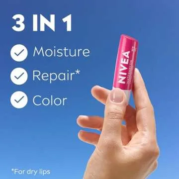 NIVEA Watermelon Lip Care, Tinted Lip Balm Pack with Shea Butter, Nourishing Oils and Vitamin C & E,...