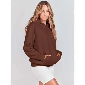 ANRABESS Oversized Fleece Hoodie for Women in Brown