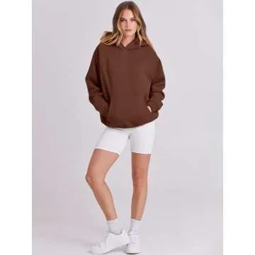 ANRABESS Oversized Fleece Hoodie for Women in Brown