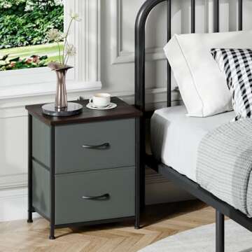 Somdot Nightstand Set of 2, Small Dresser for Bedroom with 2 Drawers, Bedside Table Night Stand End ...