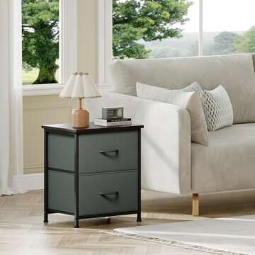Somdot Nightstand Set of 2, Small Dresser for Bedroom with 2 Drawers, Bedside Table Night Stand End Table with Fabric Bins for Bedroom Kids Closet Dorm Guest Room, Charcoal Grey