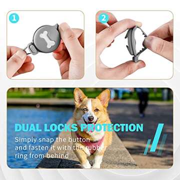 EUEHIE Airtag Dog Collar Case, Anti-Scratch Airtag Holder for Dog Collar, AirTag Cat Collar Holder, Lightweight Cover for AirTag Accessories Waterproof AirTag Case - Gray