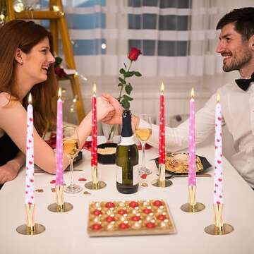 EBaokuup 6 Pcs Valentines Heart Taper Candles-10 Unscented Valentine's Day Taper Candles-Red Taper Candles for Valentine Anniversary Home Table Decoration Wedding Holiday Gift