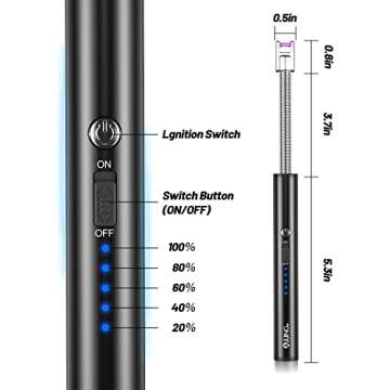 AJIJING Candle Lighter, Electric Lighter Long USB Rechargeable Arc Lighter with LED Display, Plasma ...