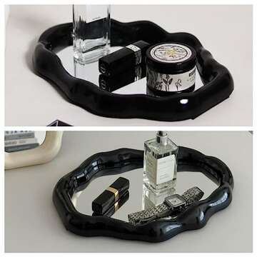 schonee Black Tabletop Makeup Mirror for Beauty and Decor