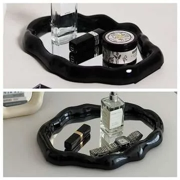 schonee Black Tabletop Makeup Mirror for Beauty and Decor