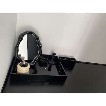 schonee Black Tabletop Makeup Mirror for Beauty and Decor