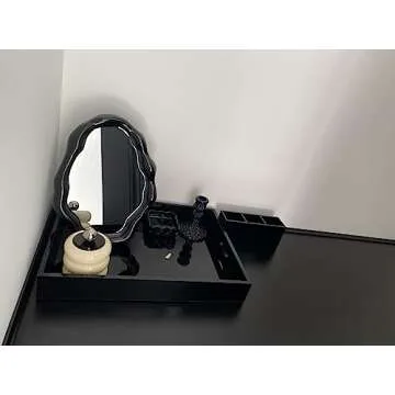 schonee Black Tabletop Makeup Mirror for Beauty and Decor