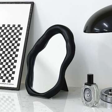 schonee Black Tabletop Makeup Mirror for Beauty and Decor