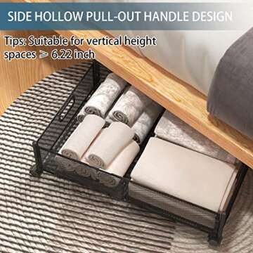 Under Bed Storage Containers, Under Bed Shoe Storage With Wheels, Foldable Bedroom Storage Organization with Handles, Under Bed Storage Bins Drawer For Clothes, Blankets And Shoes, Bedding