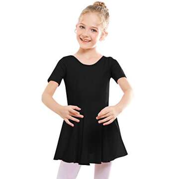 Stelle Ballet Leotard for Girls - Adorable Criss-Cross Back Dance Outfit with Skirt (Black, 6-7 Year...
