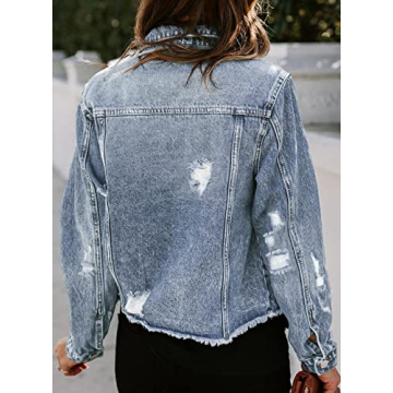 Chic Lightweight Distressed Denim Jacket for Women