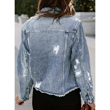 Chic Lightweight Distressed Denim Jacket for Women
