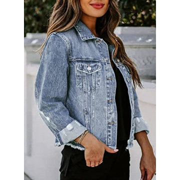 Chic Lightweight Distressed Denim Jacket for Women