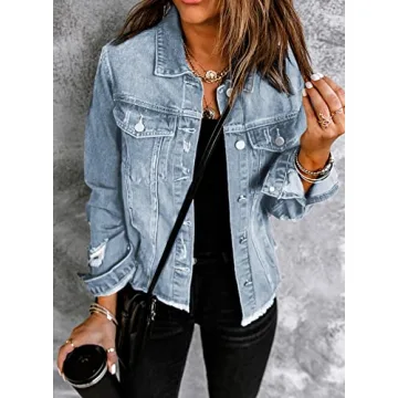 Chic Lightweight Distressed Denim Jacket for Women