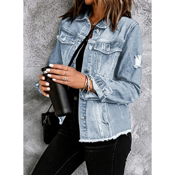 Chic Lightweight Distressed Denim Jacket for Women