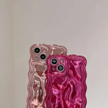 FABSPARK Case for iPhone 15 Pro,3D Meteorite Bubble Pattern Electroplate Plating Glitter Curly Wavy Frame Glossy Case,Soft TPU Shockproof for iPhone 15 Pro 6.1 Inch,Golden