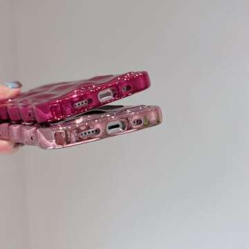 FABSPARK Case for iPhone 15 Pro,3D Meteorite Bubble Pattern Electroplate Plating Glitter Curly Wavy Frame Glossy Case,Soft TPU Shockproof for iPhone 15 Pro 6.1 Inch,Golden