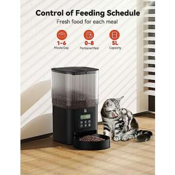 Olelica Automatic Cat Food Dispenser,Automatic Dog Feeder 5L Programmable Control 1-6 Meals Per Day,...