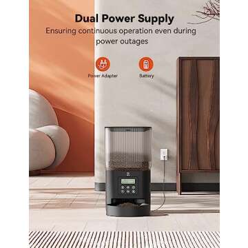 Olelica Automatic Cat Food Dispenser,Automatic Dog Feeder 5L Programmable Control 1-6 Meals Per Day,Automatic Pet Feeder for Cats and Dogs,10s Voice Recorder & Dual Power Supply