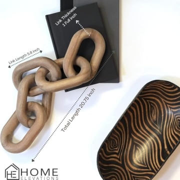 Acacia Wood Chain Link Decor for Elegant Home Styling
