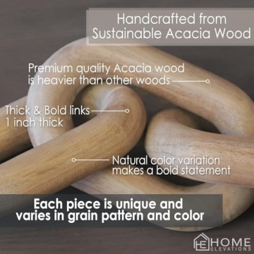 Acacia Wood Chain Link Decor for Elegant Home Styling