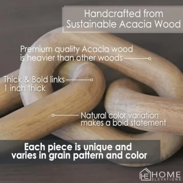 Acacia Wood Chain Link Decor for Elegant Home Styling