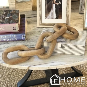 Acacia Wood Chain Link Decor for Elegant Home Styling