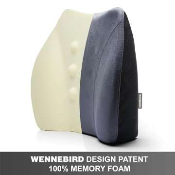 WENNEBIRD Model Q Lumbar Support Pillow - Patented Ergonomic Back Support for Lower Back Pain Relief...