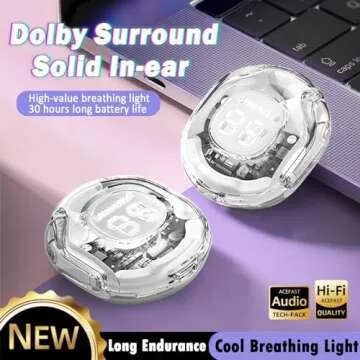 Waterproof wireless earphones, 5.3 Bluetooth wireless earphones with touch control, 10 meter connected running stereo electronic sports game earphones, small body/noise reduction/charging case, Black