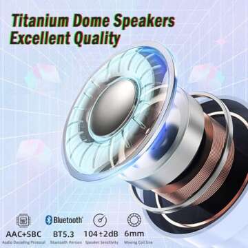 Waterproof wireless earphones, 5.3 Bluetooth wireless earphones with touch control, 10 meter connected running stereo electronic sports game earphones, small body/noise reduction/charging case, Black