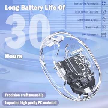 Waterproof wireless earphones, 5.3 Bluetooth wireless earphones with touch control, 10 meter connected running stereo electronic sports game earphones, small body/noise reduction/charging case, Black