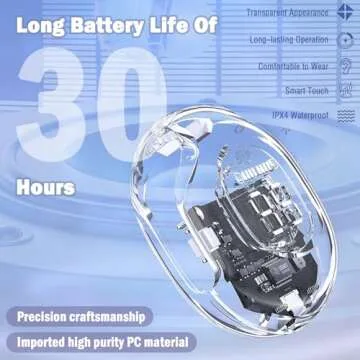 Waterproof wireless earphones, 5.3 Bluetooth wireless earphones with touch control, 10 meter connected running stereo electronic sports game earphones, small body/noise reduction/charging case, Black