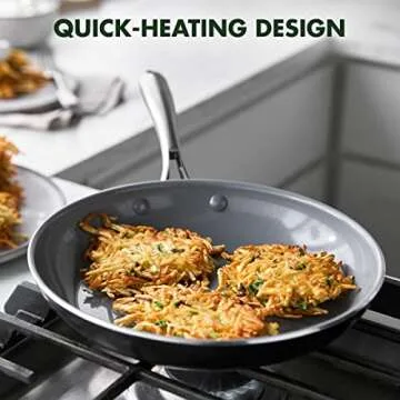 GreenPan Swift Healthy Ceramic Nonstick, 12" Frying Pan Skillet with Lid, Stainless Steel Handle, PFAS-Free, Dishwasher Safe, Oven Safe, Black