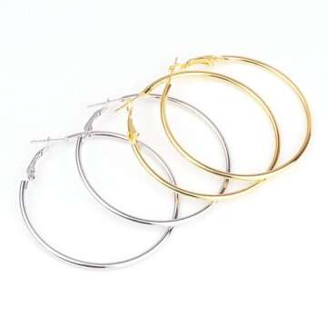 60mm Big Round Endless Hoop Earrings For Women (yellow gold)