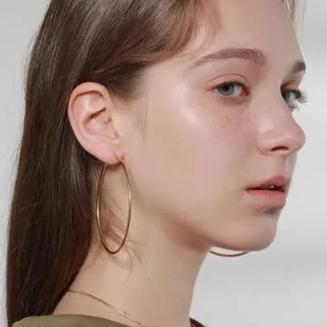 60mm Big Round Endless Hoop Earrings For Women (yellow gold)