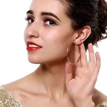 60mm Big Round Endless Hoop Earrings For Women (yellow gold)