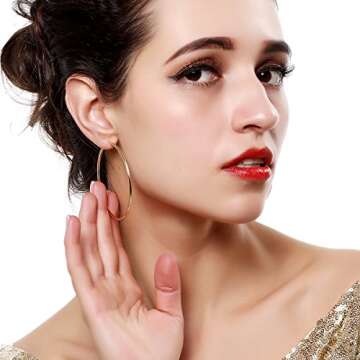 60mm Big Round Endless Hoop Earrings For Women (yellow gold)