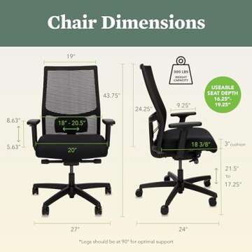 HON Ignition 2.0 Ergonomic Office Chair- Tilt Recline and Swivel Wheels, Home Desk Chairs, Executive...
