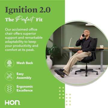 HON Ignition 2.0 Ergonomic Office Chair for Comfort
