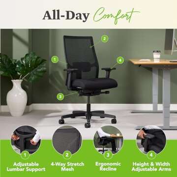 HON Ignition 2.0 Ergonomic Office Chair for Comfort